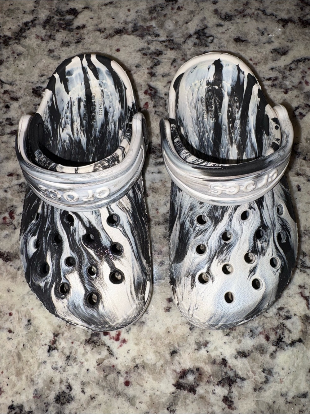 CROCS Black and White Marble-Style Classic Clog